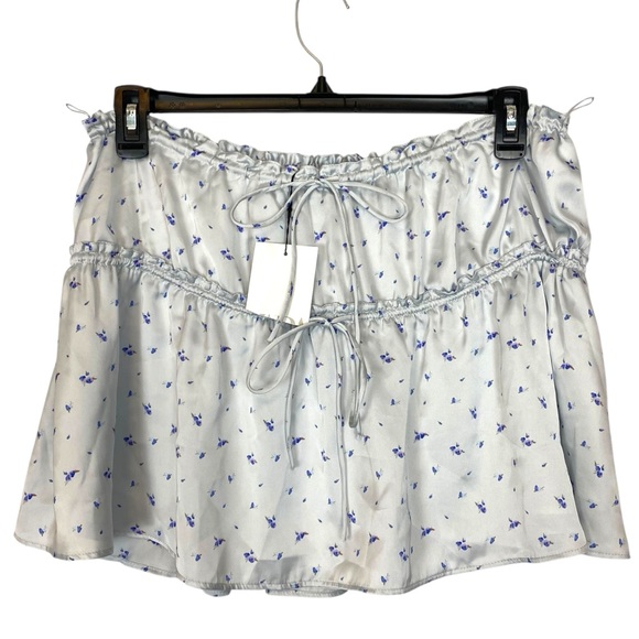 Zara Satin Tiered Ditsy Floral Mini Skirt Size XL - Picture 2 of 13